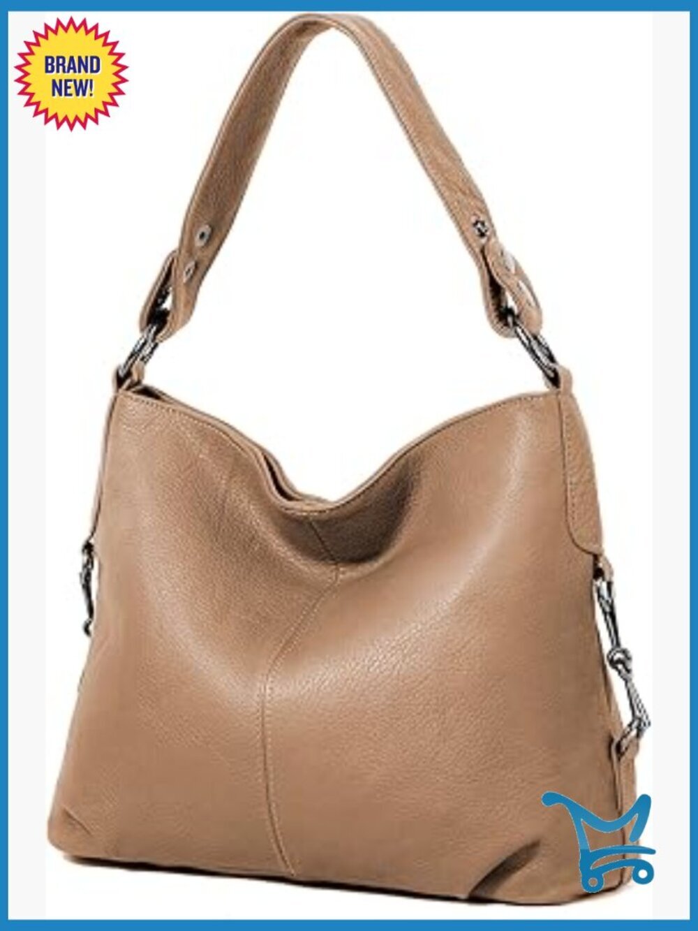 Genuine Leather Hobo Shoulder Bag Adjustable Strap Large Capacity